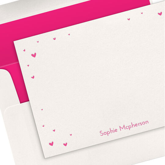 Hearts Scatter Flat Note Cards - Letterpress